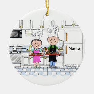 Chef Couple, med Hat Julgransprydnad Keramik