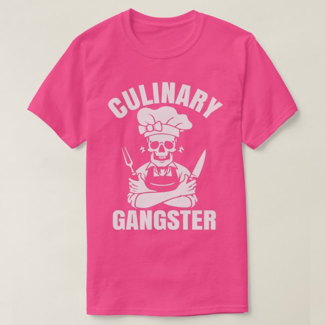 Chef Culinary Gangster Cook Skull och Knivar T Shirt (Design framsida)