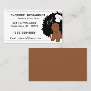 Chef Dam Africian American Woman Affärskort Visitkort