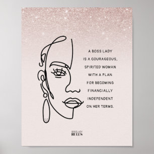 Chef Dam Ansikte Ro Guld Ombre Motiveringcitat Poster