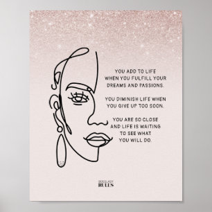 Chef Dam Ansikte Ro Guld Ombre Motiveringcitat Poster