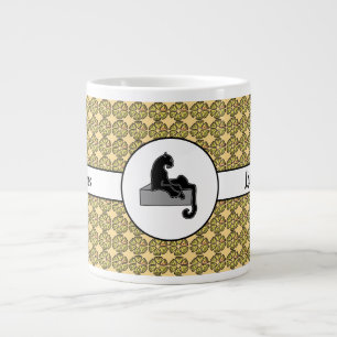 Chef Dam Black Cat and Rosa Flowers Gult Jumbo Mugg