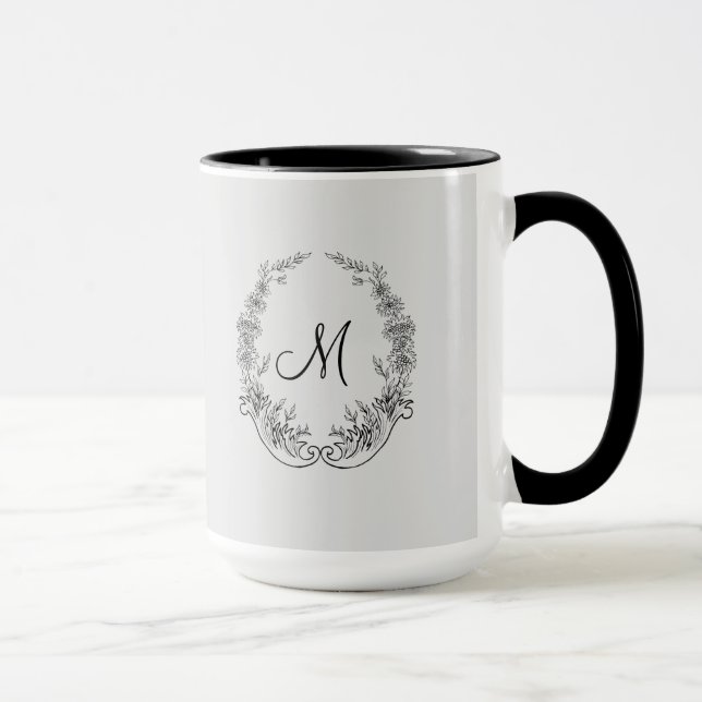 Chef Dam Black Grått Monogram Ringer 15oz Mugg (Höger)