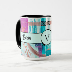Chef Dam Black Monogram Abstrakt Ringer 15oz Mugg