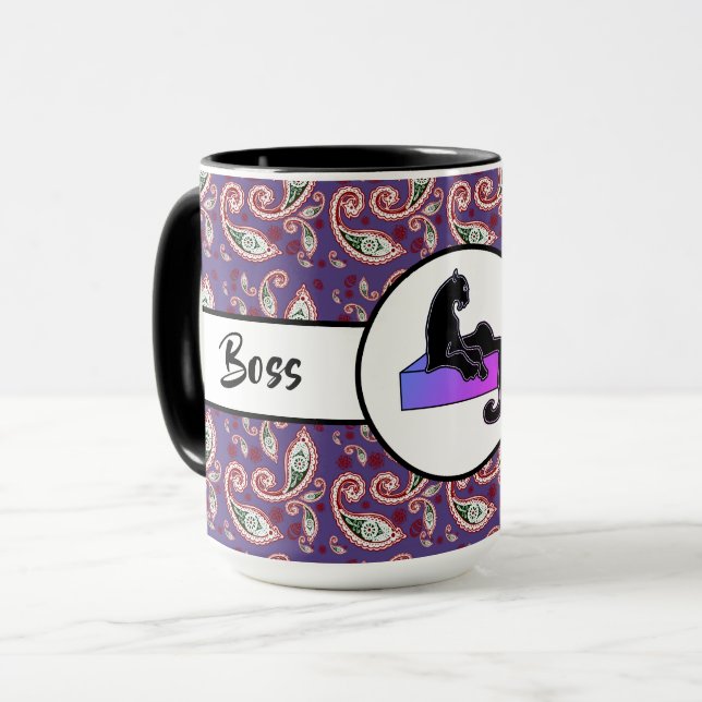 Chef Dam Black Rosa Cat Ringer 15 oz Mugg (Framsida vänster)