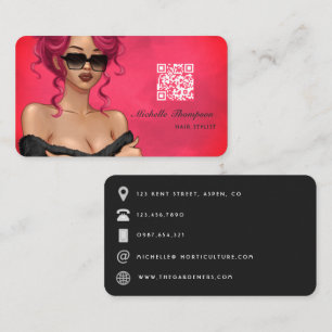 Chef Dam Hair Stylist QR-Affärskort Kod Visitkort