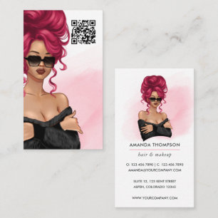 Chef Dam Hair Stylist QR-Affärskort Kod Visitkort