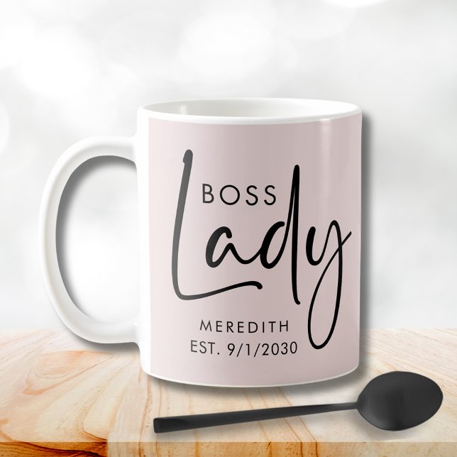 Chef Dam Logotyp Personlig för  Rosa Kaffemugg (Boss Lady Logo Blush Pink Personalized Coffee Mug)