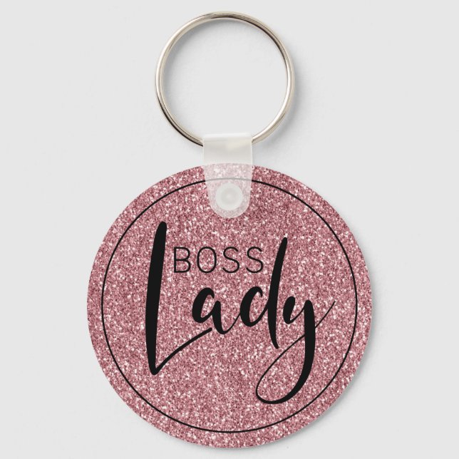 Chef Dam Logotyp Trendig Girly Rosa Glitter Nyckelring (Framsida)