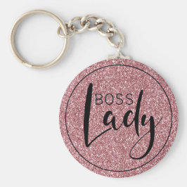 Chef Dam Logotyp Trendig Girly Rosa Glitter Nyckelring