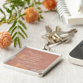 Chef Day Vild Flower Silhouettes på Brown Fyrkantig Silverfärgad Nyckelring