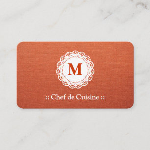 Chef de Cuisine Elegant Snöre Monogram Visitkort