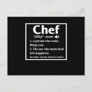 Chef Definition Cook Cooking Kitchen Food Maker Inbjudan Vykort