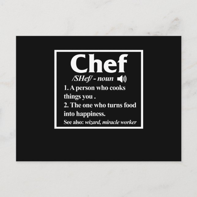 Chef Definition Cook Cooking Kitchen Food Maker Inbjudan Vykort (Framsida)