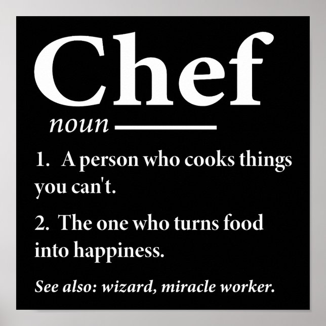 Chef Definition Funny Cooking Chef Poster (Framsidan)