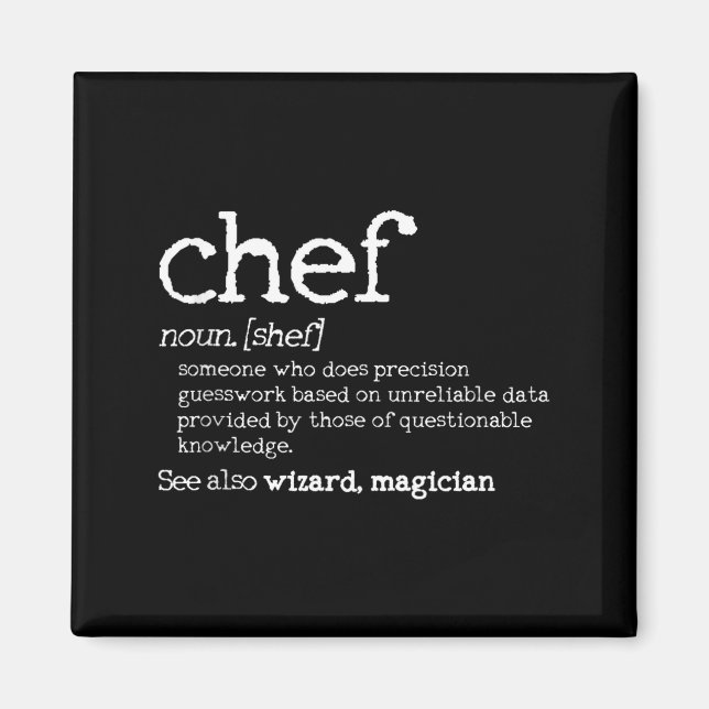 Chef Definition - Funny Dictionary Cooking Gift Ta Magnet (Framsidan)