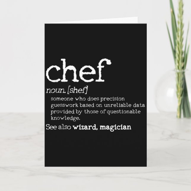 Chef Definition - Rolig Ordbok Matlagning Present  Kort (Framsida)