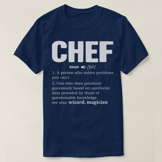 Chef Definition Sous Chef Dictionary Cook Noun Coo T Shirt (Design framsida)