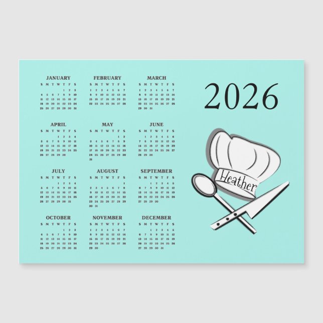 Chef Design 2026 Calendar Magnetic Card (Framsida)