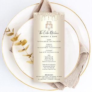 Chef Dessert Menu för Guld-konditoriet Glitter  Reklamkort