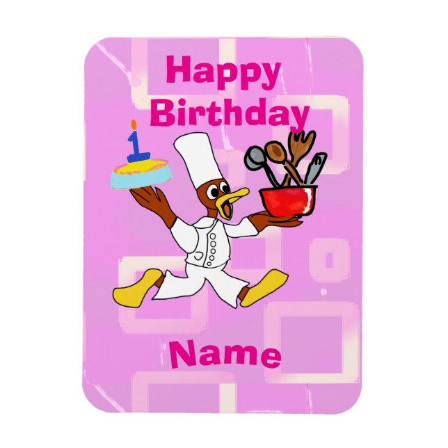 Chef Ducky Kazoo Rosa Geometric Magnet (Vertikal)