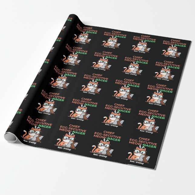 Chef Egg-sekutiv Meow-Nager Rolig Påskkatt  Presentpapper (Utrullad)