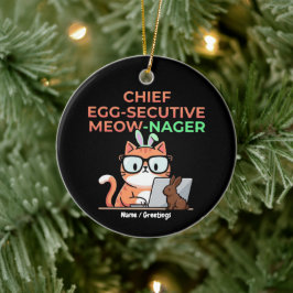 Chef Egg-sekutive Meow-Nager Rolig Påskkatt  Julgransprydnad Keramik