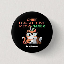 Chef Egg-sekutive Meow-Nager Rolig Påskkatt Knapp