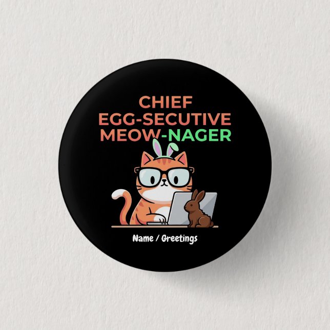 Chef Egg-sekutive Meow-Nager Rolig Påskkatt  Knapp (Framsida)
