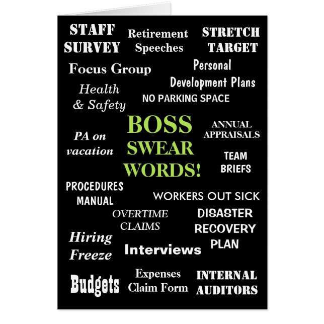 Chef-födelsedagskort | Ljudande Chef Ord Hälsningskort (Framsidan)