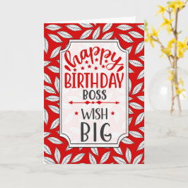 Chef Födelsedagsönskan Stor Röd Botanisk Typografi Kort