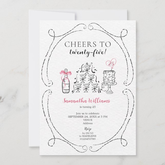 Chef för Birthday Girl BubLY Champagne Torn Inbjudningar (Framsida)