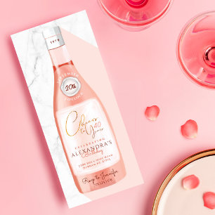 Chef för Birthday Girl Rosa Rosé Vin Flaska Inbjudningar