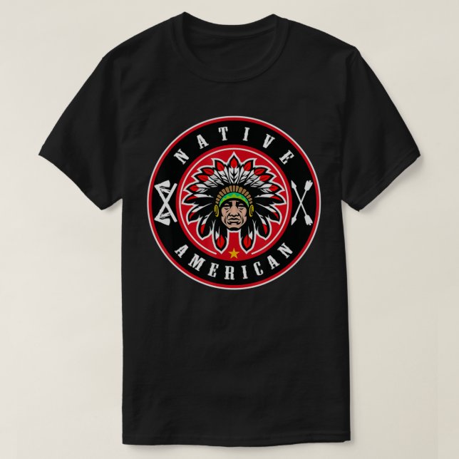 Chef för den inhemska Indianen Warbonnet Head T Shirt (Design framsida)