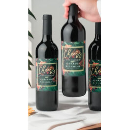 Chef för den tropiska Blommigten Bröllop, Ram Vinflaska Etikett