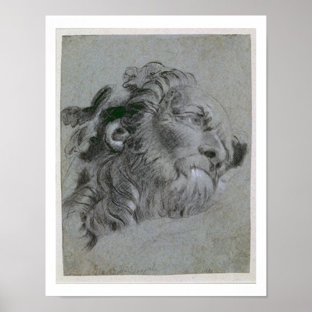 Chef för en flod-Gud, c.1751 (svartkrithöjd) Poster (Framsidan)