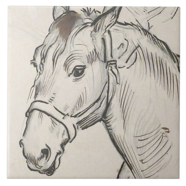 Chef för en häst (av Alfred Dehodencq) Kakelplatta (Framsidan)