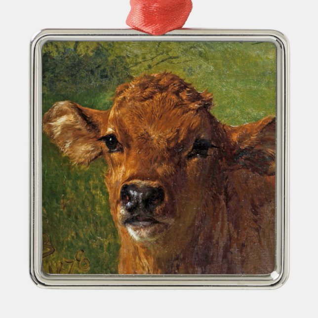 Chef för en kalv (av Rosa Bonheur) Julgransprydnad Metall (Framsidan)