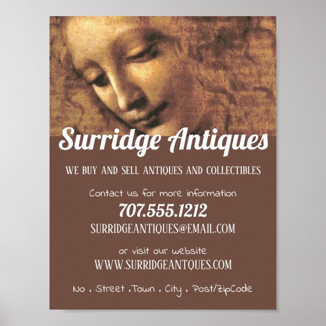 Chef för en kvinna, Leonardo Da Vinci, Antique Sto Poster (Framsidan)