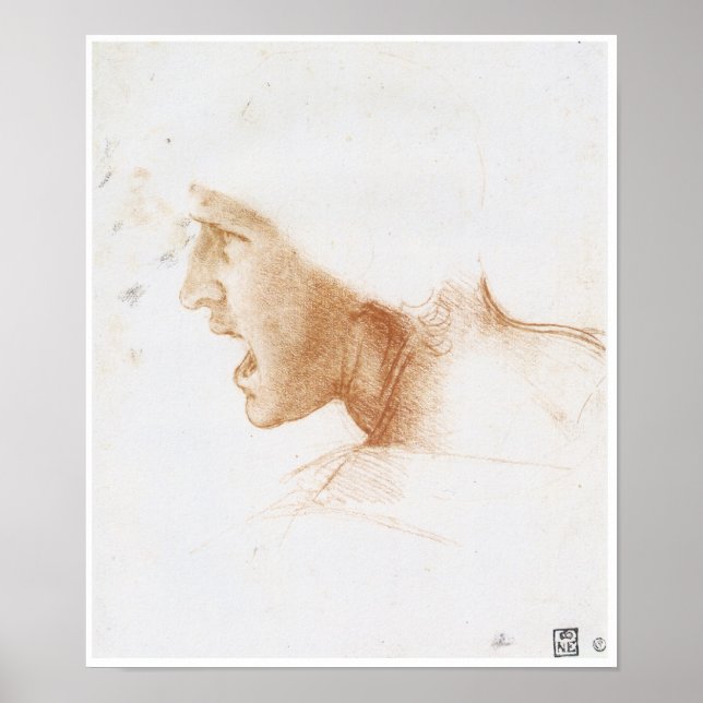 Chef för en man Shouting, Leonardo da Vinci Poster (Framsidan)