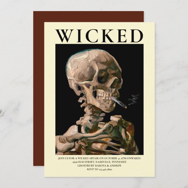 Chef för en Skeleton Fine Art Halloween-inbjudan Inbjudningar (Fram/baksida)