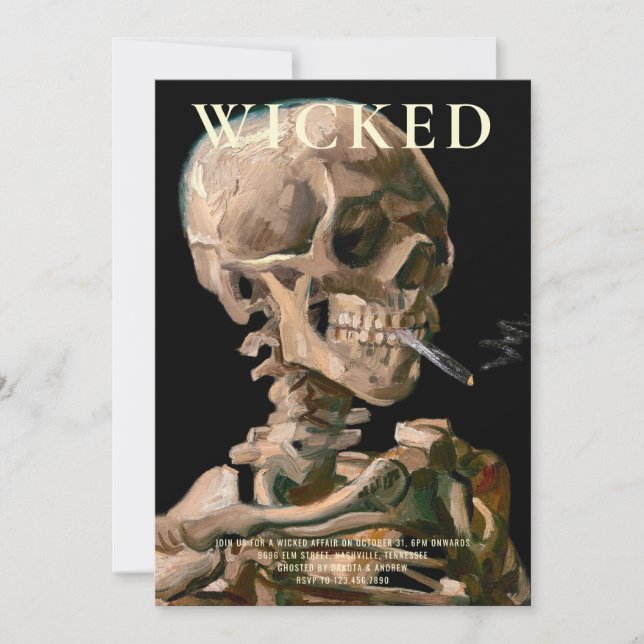 Chef för en Skeleton Fine Art Halloween-inbjudan Inbjudningar (Framsida)