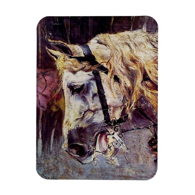 Chef för en vit häst (av Giovanni Boldini) Magnet (Vertikal)