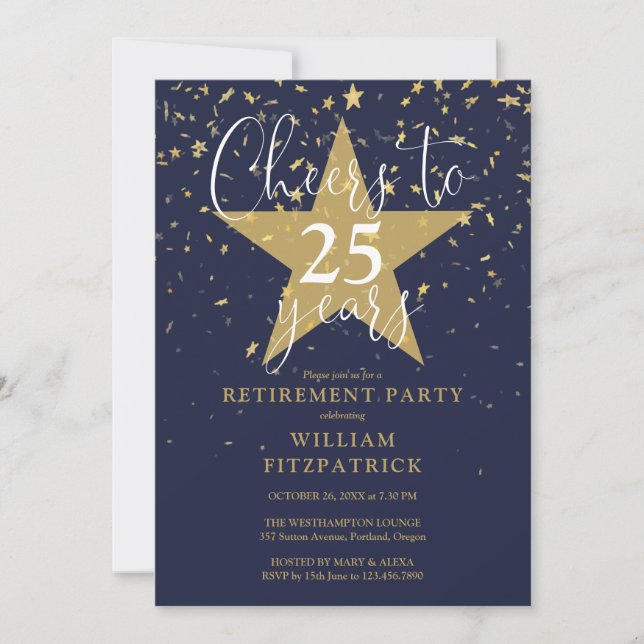 Chef för flottan och Guld Stars Pension Party Inbjudningar (Framsida)