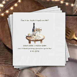 Chef för Kärlek Vin Blommigt Bröllop Napkins Pappersservett