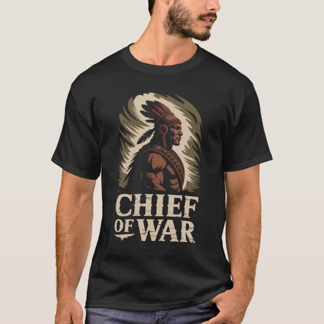 Chef för Krig T-Shirt | Tribal Warrior Design | Bo (Framsida)