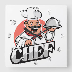 Chef för mycket Coola och färgstark Perfekt Fyrkantig Klocka