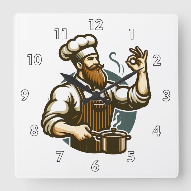 Chef för mycket Coola och färgstark Perfekt Fyrkantig Klocka (Framsida)