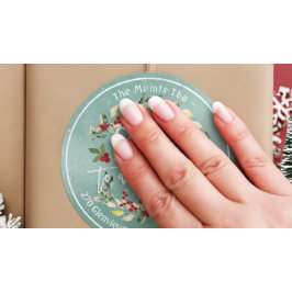 Chef för nyåret God jul Blommigt Adress Runt Klistermärke