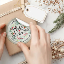 Chef för nyåret God jul Blommigt Adress Runt Klistermärke